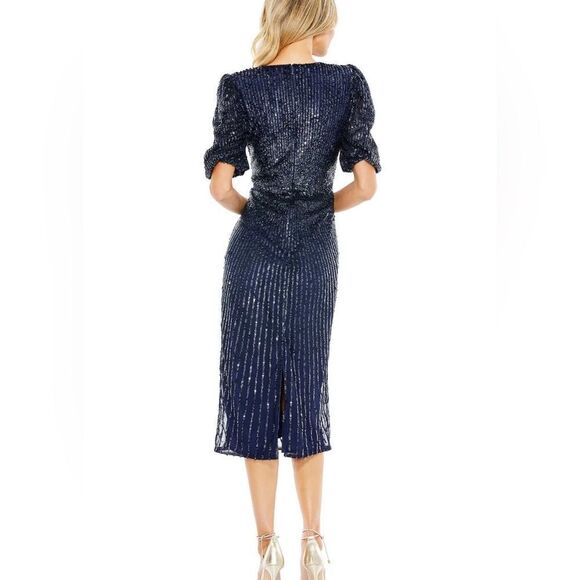 NWT‎ Mac Duggal Midnight sequin midi dress style 5578 size 8 women's - Picture 4 of 16